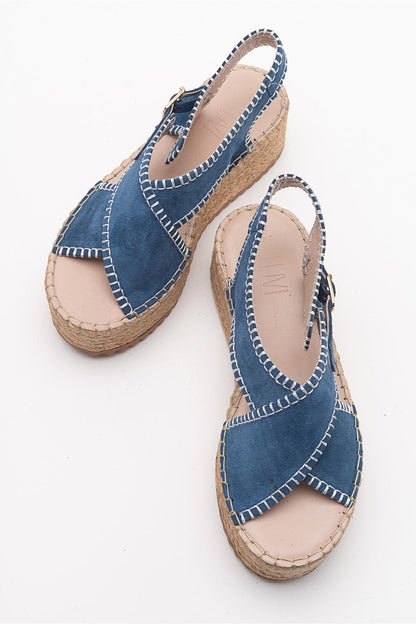 Bellezza - Navy Suede Leather Platform Sandal (Women)