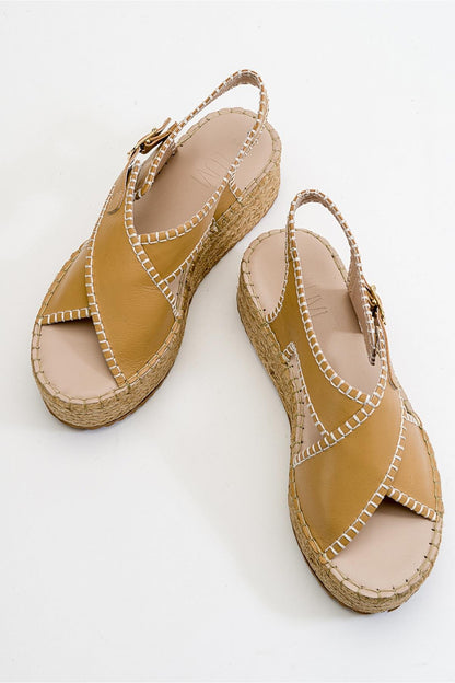 Bellezza - Dark Beige Leather Platform Sandal (Women)