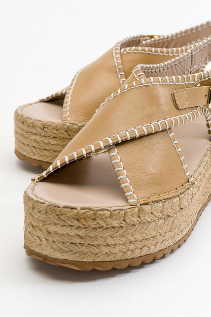 Bellezza - Dark Beige Leather Platform Sandal (Women)