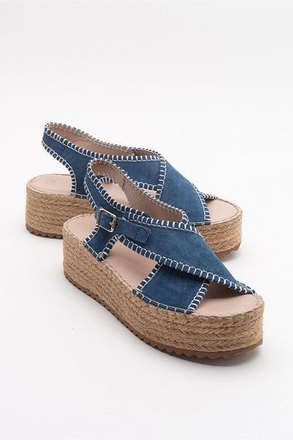 Bellezza - Navy Suede Leather Platform Sandal (Women)