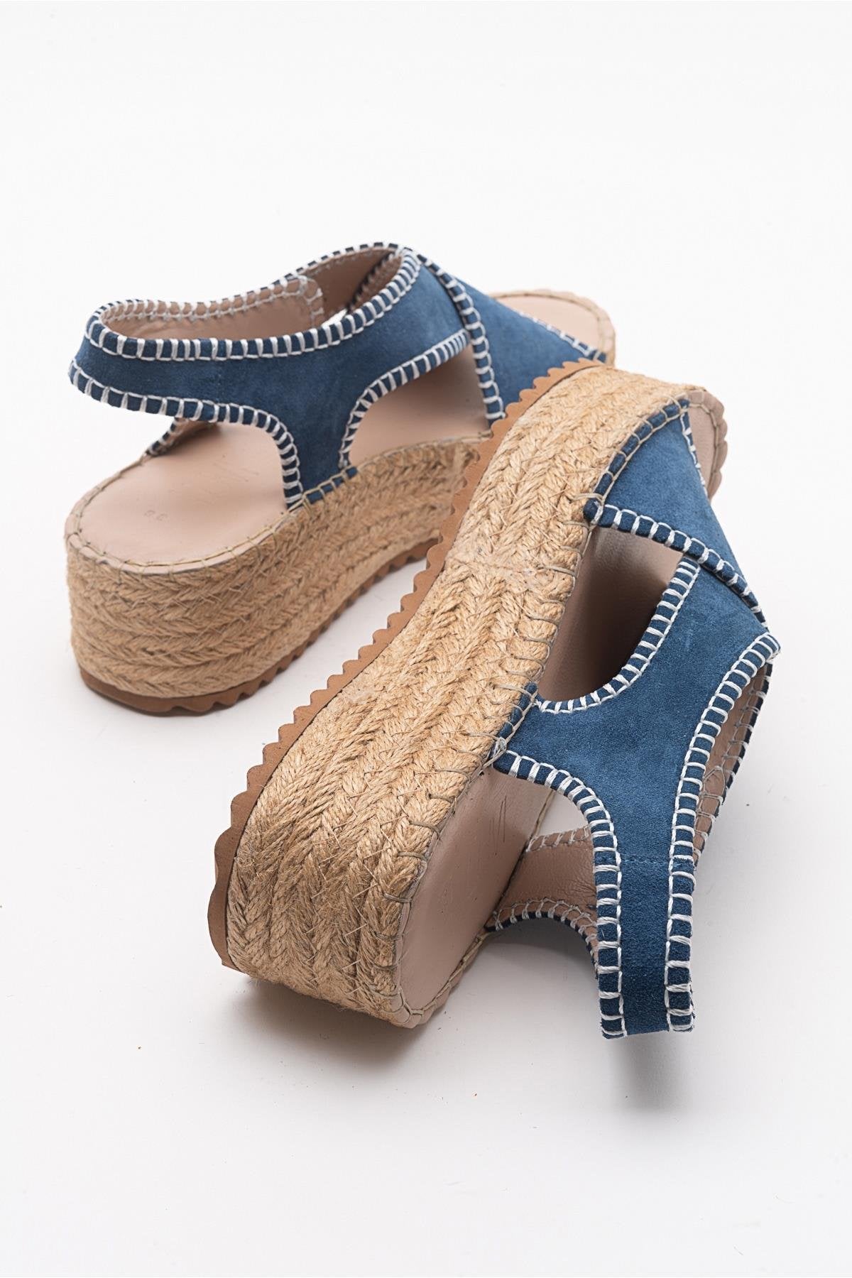 Bellezza - Navy Suede Leather Platform Sandal (Women)