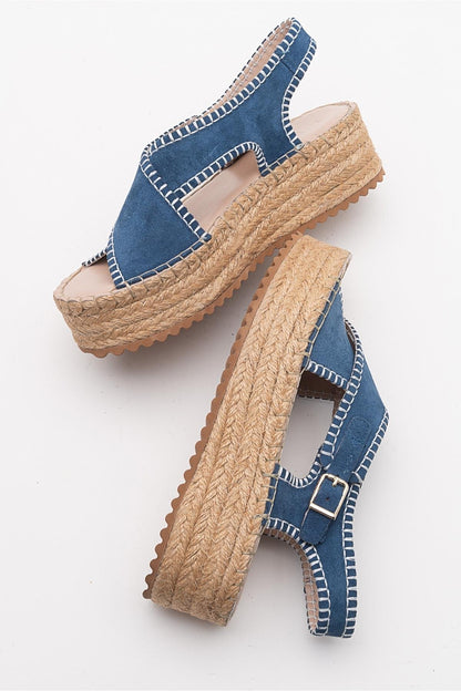 Bellezza - Navy Suede Leather Platform Sandal (Women)