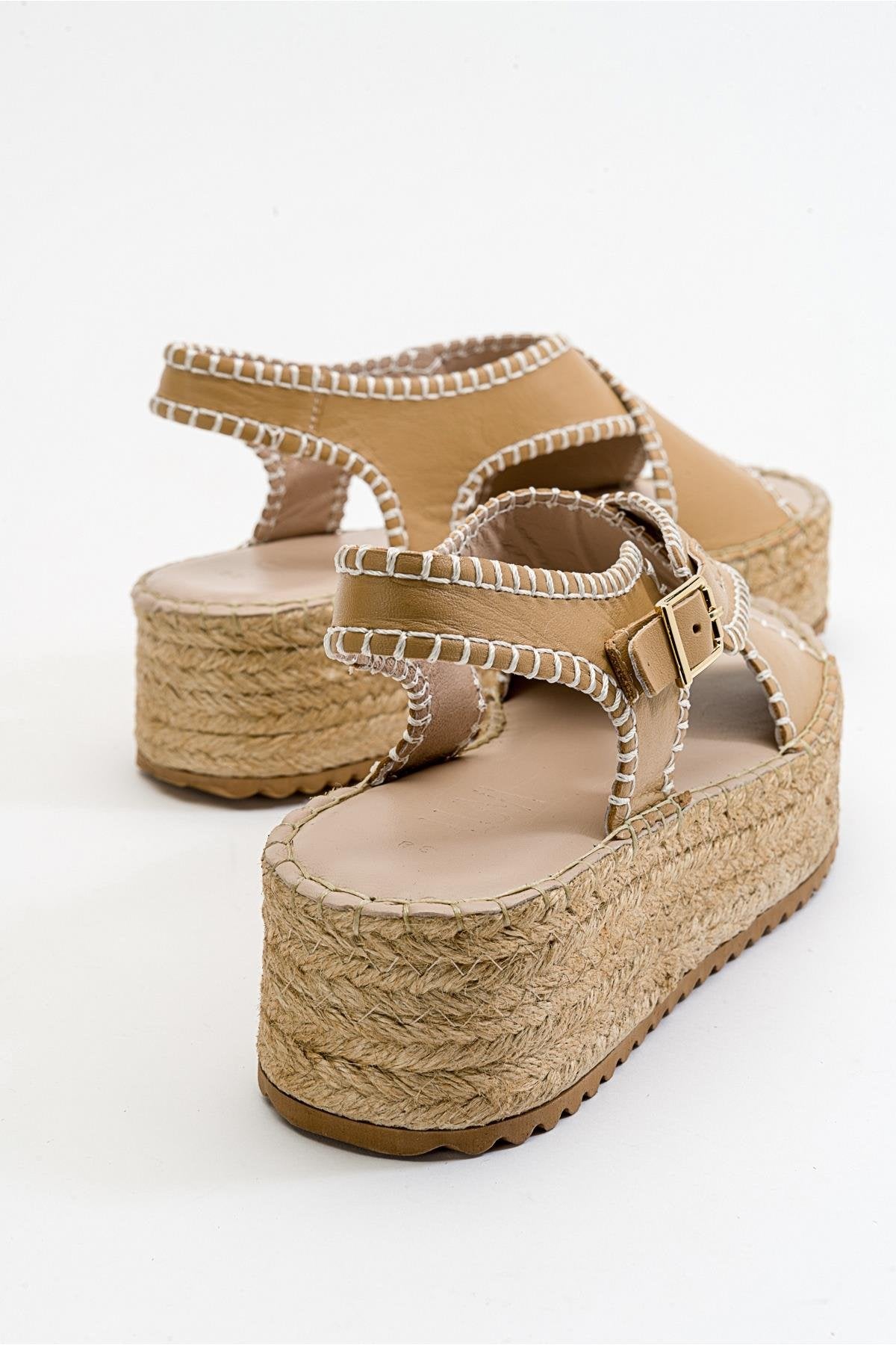 Bellezza - Dark Beige Leather Platform Sandal (Women)