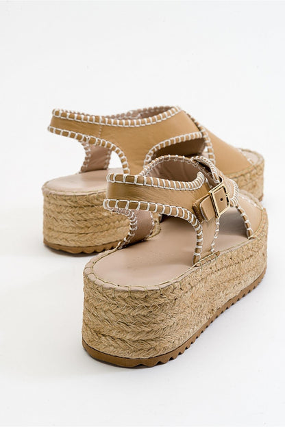 Bellezza - Dark Beige Leather Platform Sandal (Women)