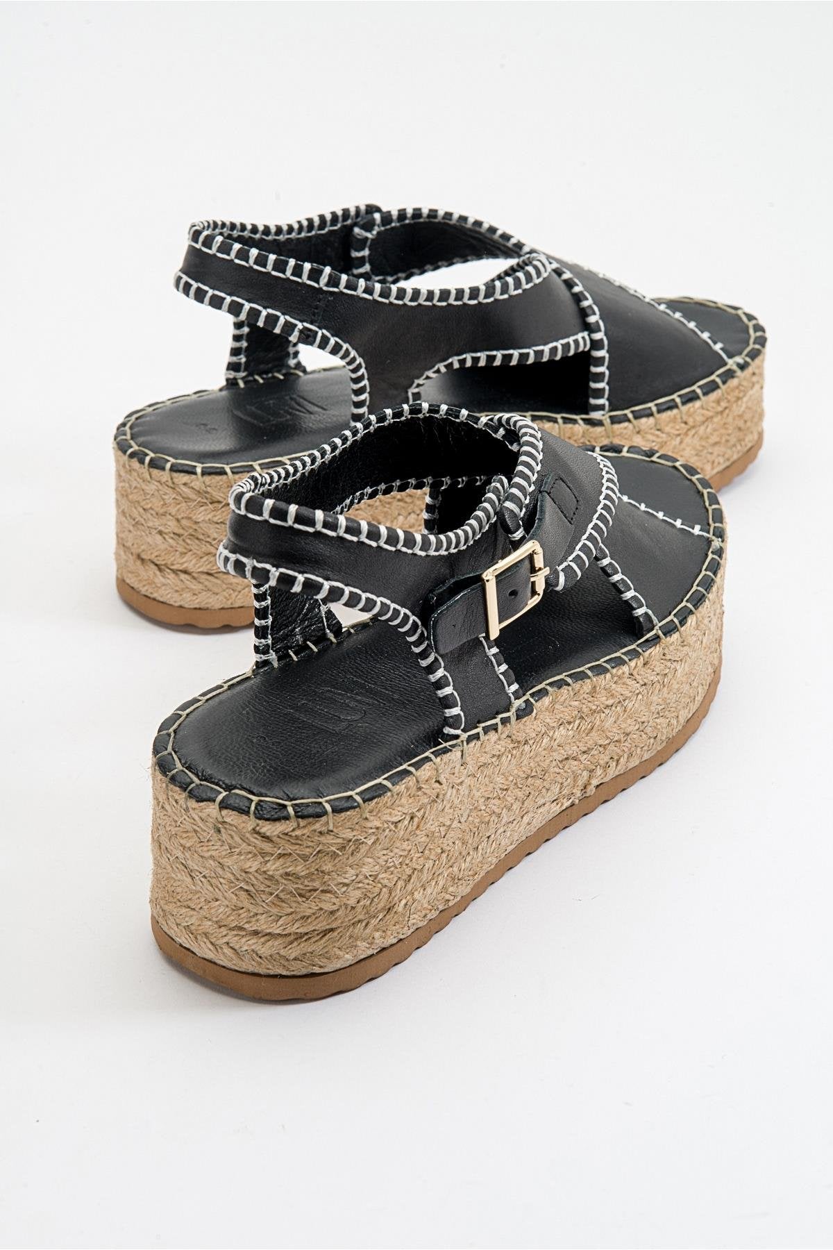 Bellezza - Black Leather Platform Sandal (Women)