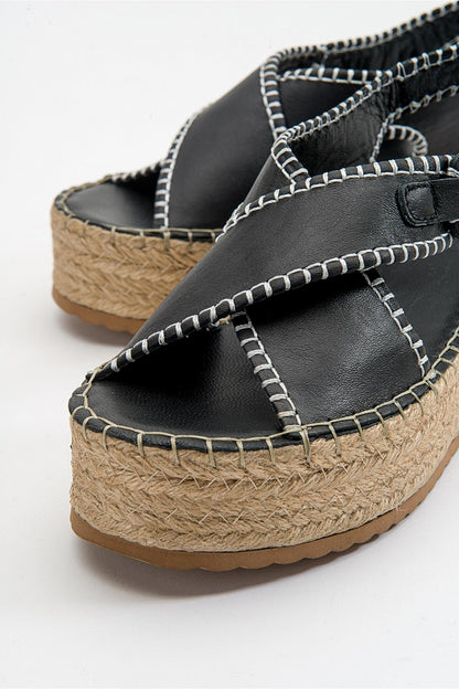 Bellezza - Black Leather Platform Sandal (Women)