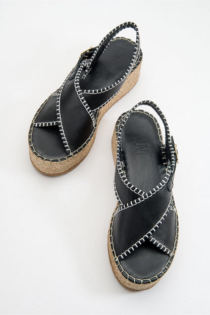 Bellezza - Black Leather Platform Sandal (Women)