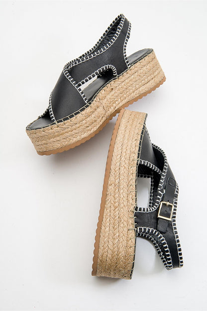 Bellezza - Black Leather Platform Sandal (Women)