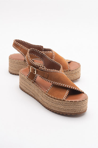 Bellezza - Cognac Brown Suede Leather Platform Sandal (Women)