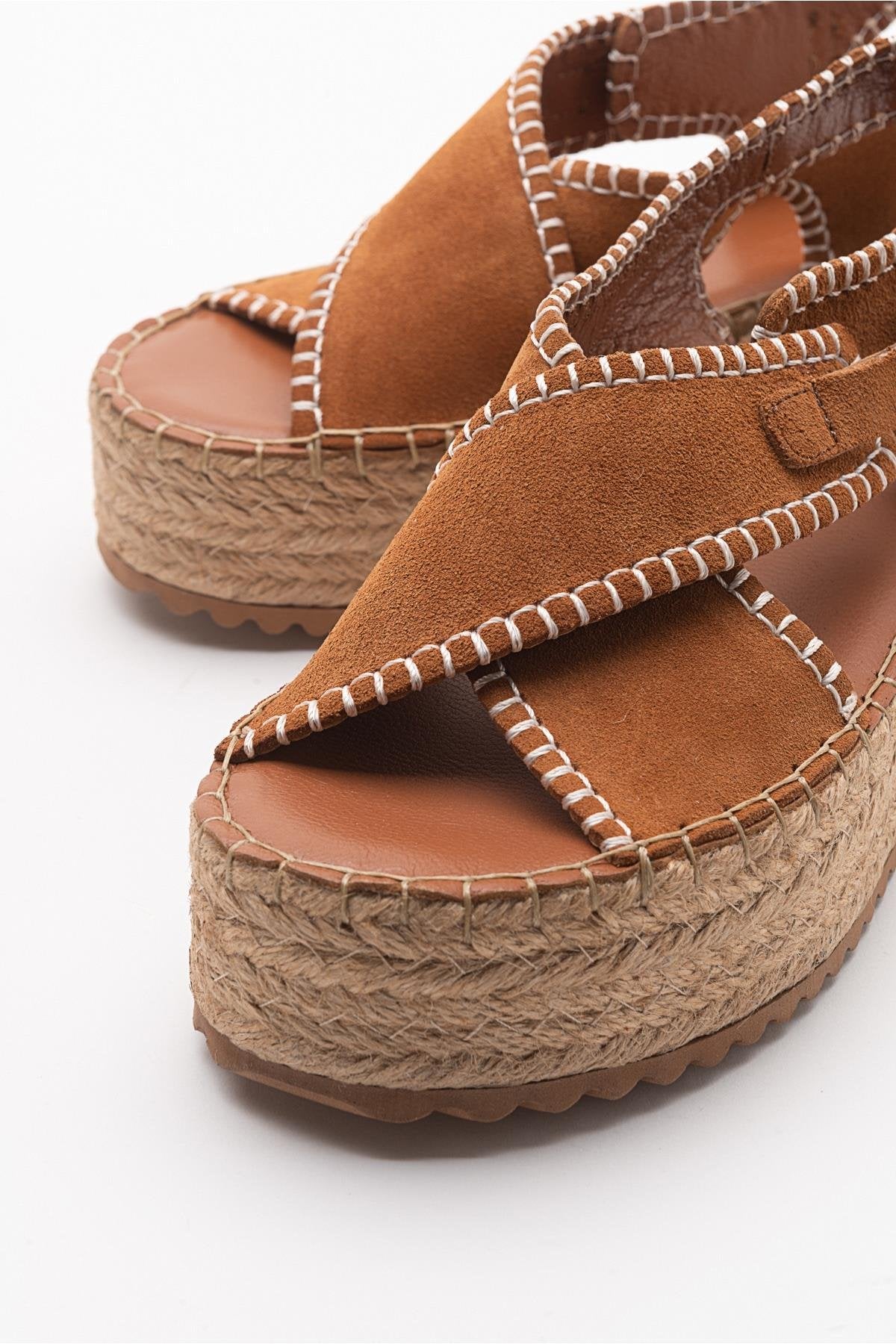 Bellezza - Cognac Brown Suede Leather Platform Sandal (Women)