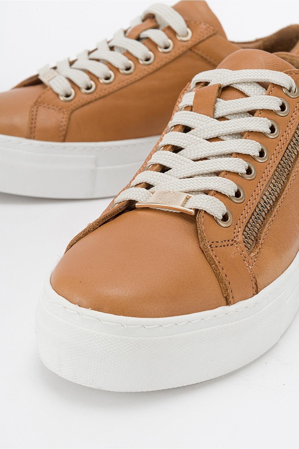 Beryl - Cognac Brown Leather Zip Sneaker (Women)