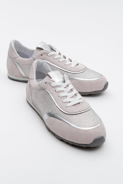 Bonia - Powder Pink Suede Rhinestone Leather Sneakers (Women)