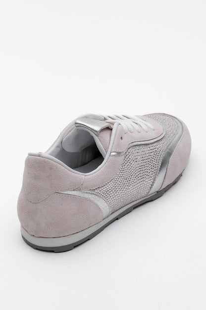 Bonia - Powder Pink Suede Rhinestone Leather Sneakers (Women)