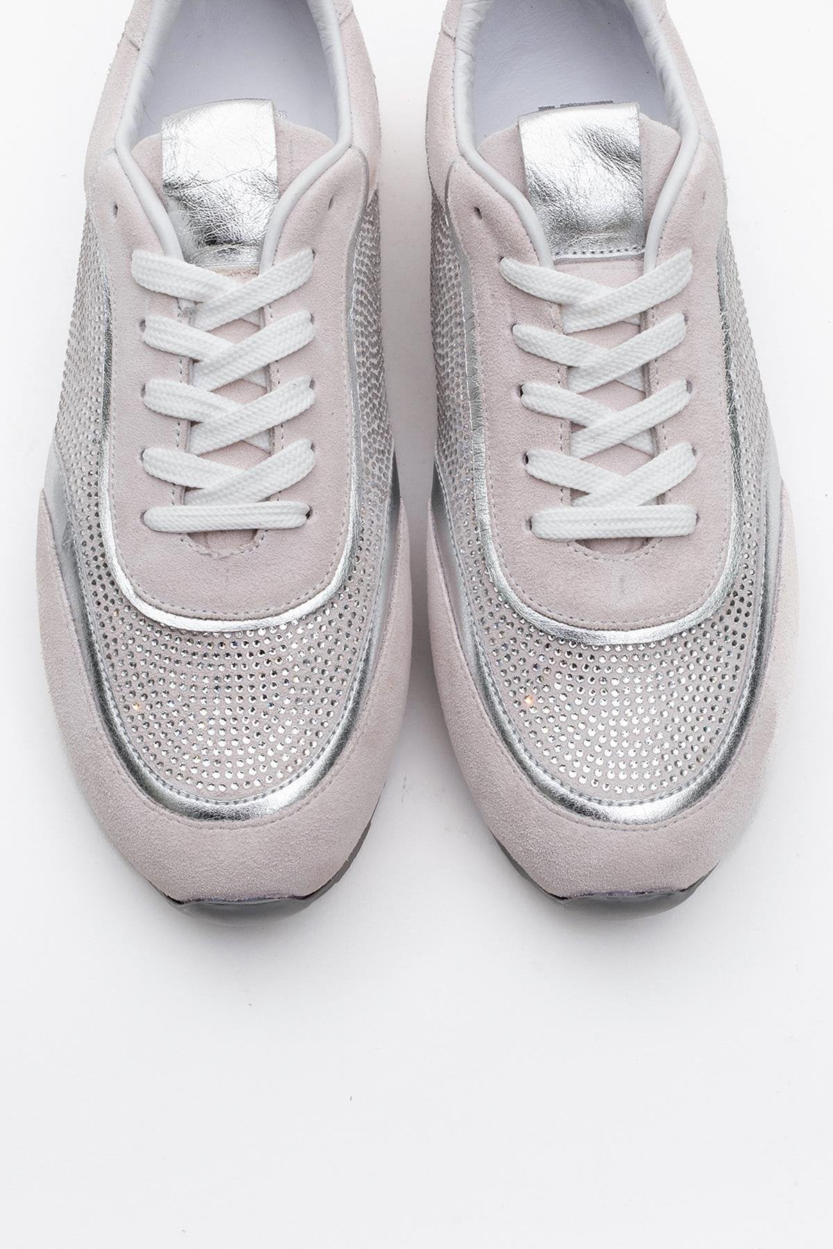 Bonia - Powder Pink Suede Rhinestone Leather Sneakers (Women)