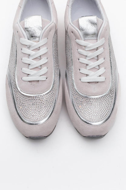 Bonia - Powder Pink Suede Rhinestone Leather Sneakers (Women)