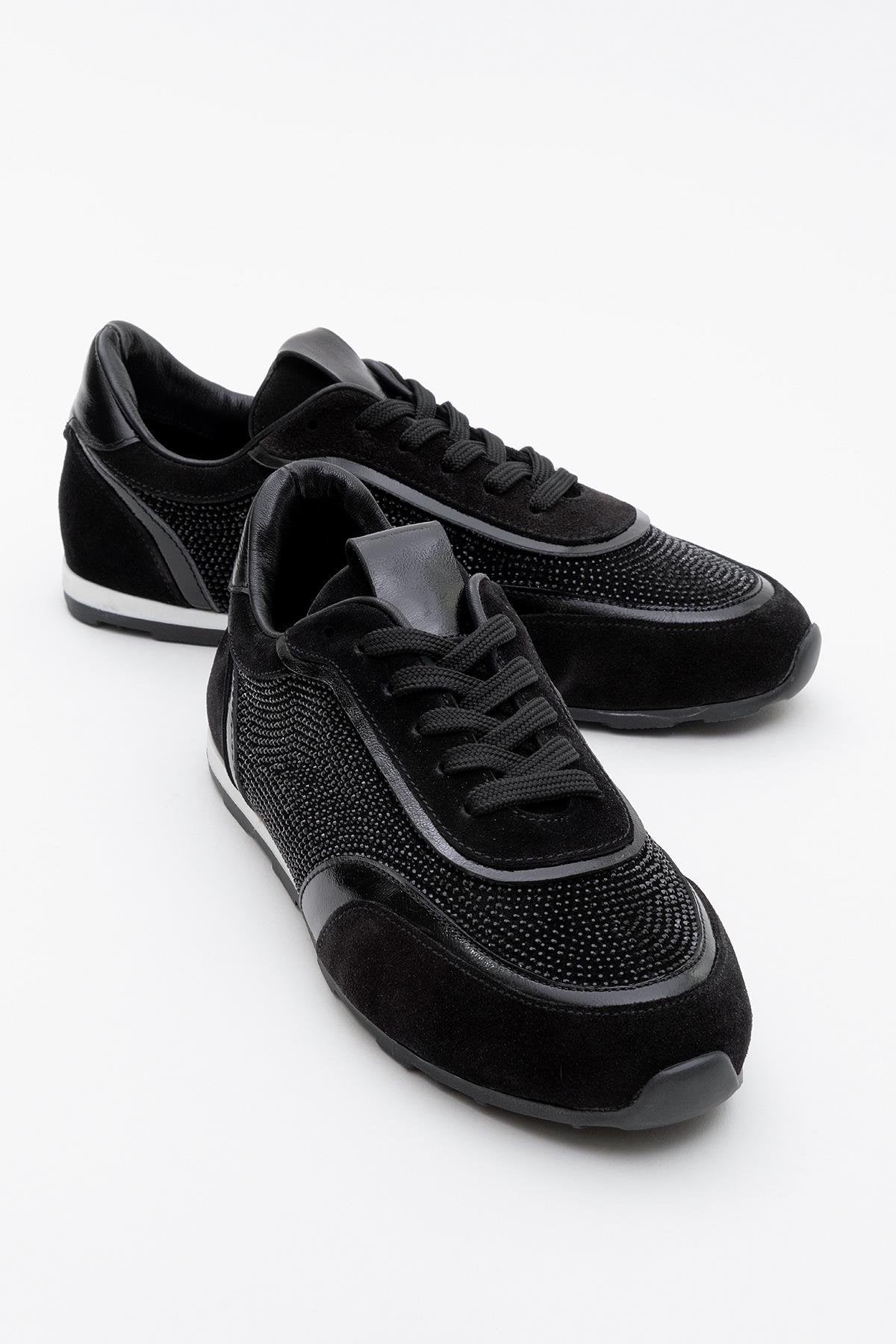 Bonia - Black Suede Rhinestone Leather Sneakers (Women)