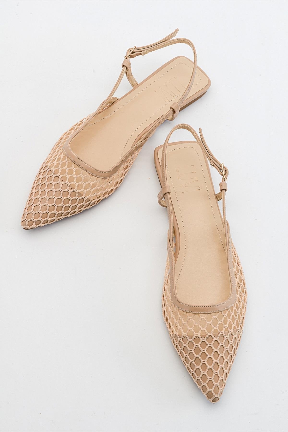 Brace Beige Mesh Flat Sandal (Women)