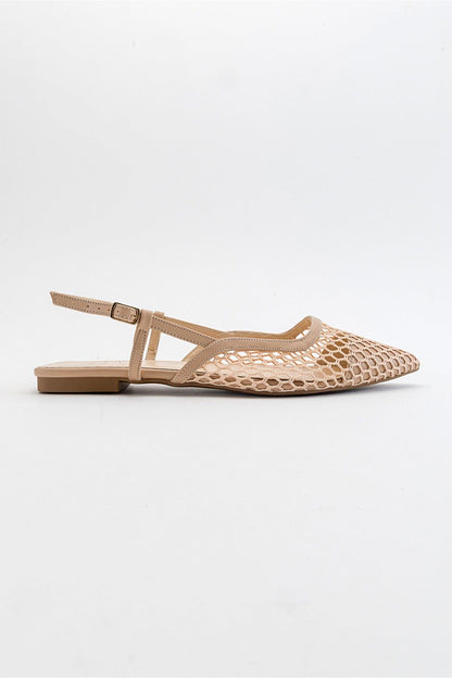 Brace Beige Mesh Flat Sandal (Women)