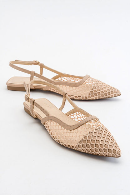 Brace Beige Mesh Flat Sandal (Women)
