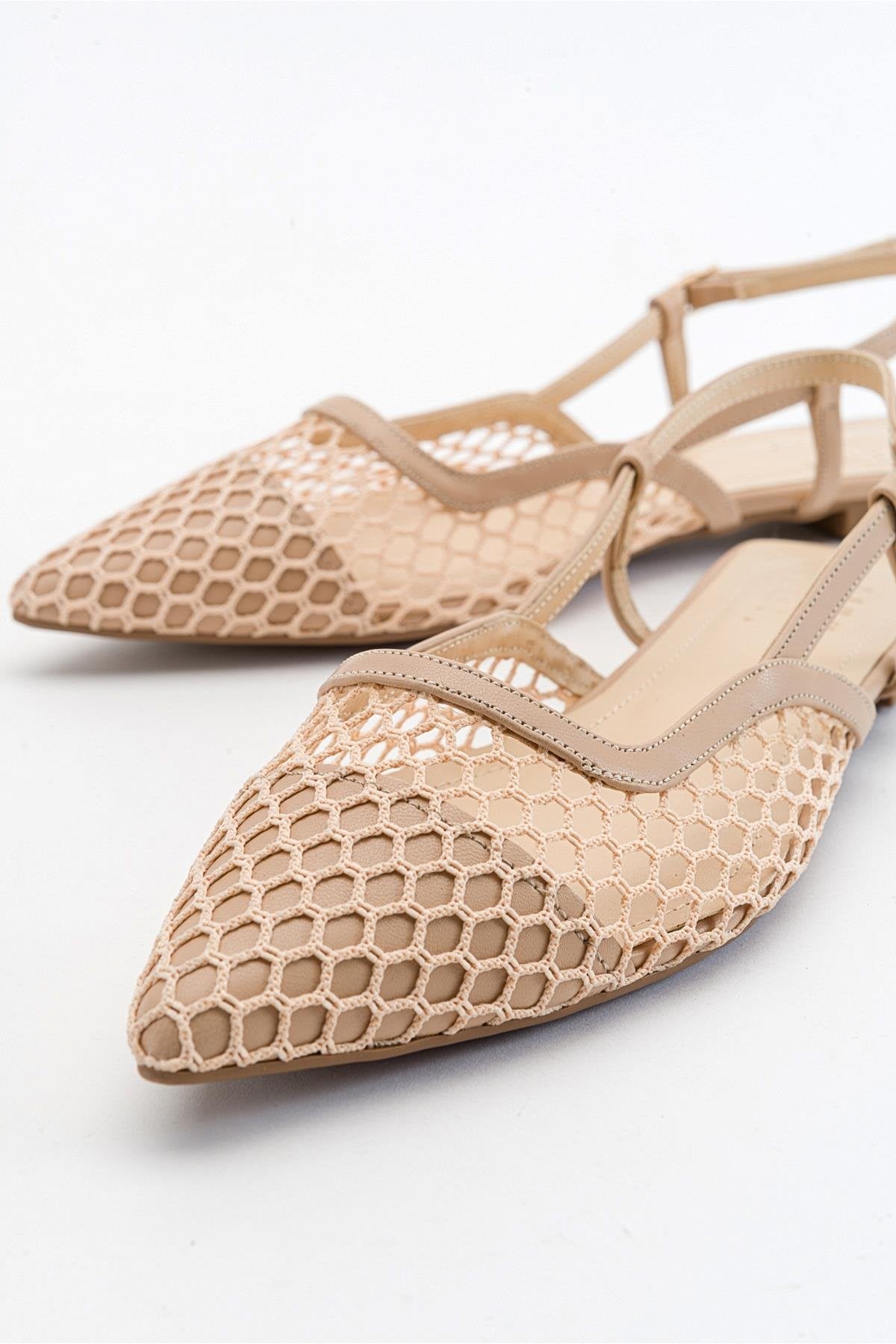 Brace Beige Mesh Flat Sandal (Women)