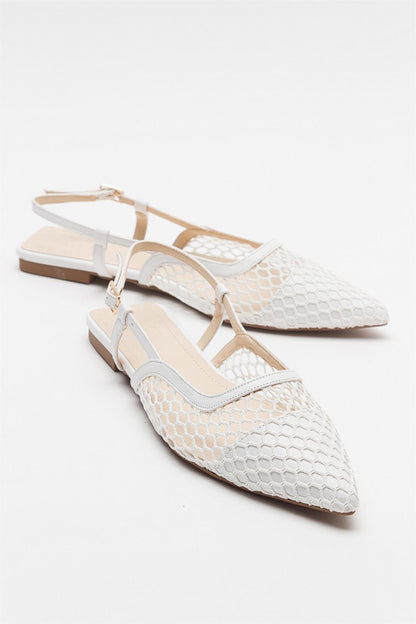 Brace White Mesh Flat Sandal (Women)