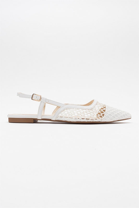 Brace White Mesh Flat Sandal (Women)