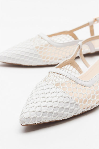 Brace White Mesh Flat Sandal (Women)