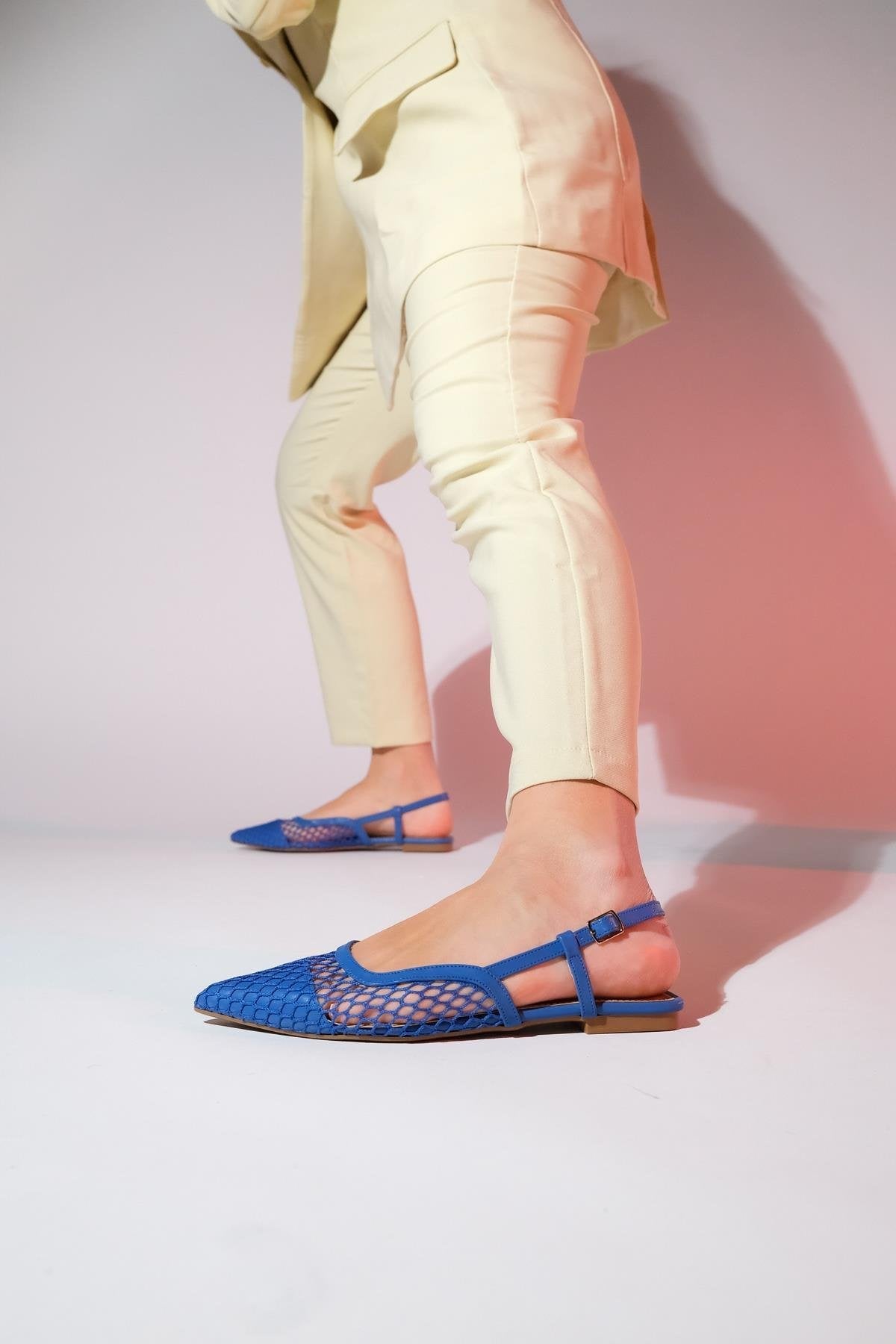 Brace Blue Mesh Flat Sandal (Women)