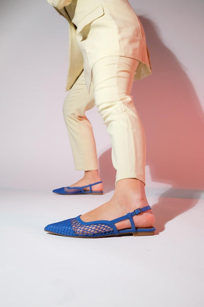 Brace Blue Mesh Flat Sandal (Women)
