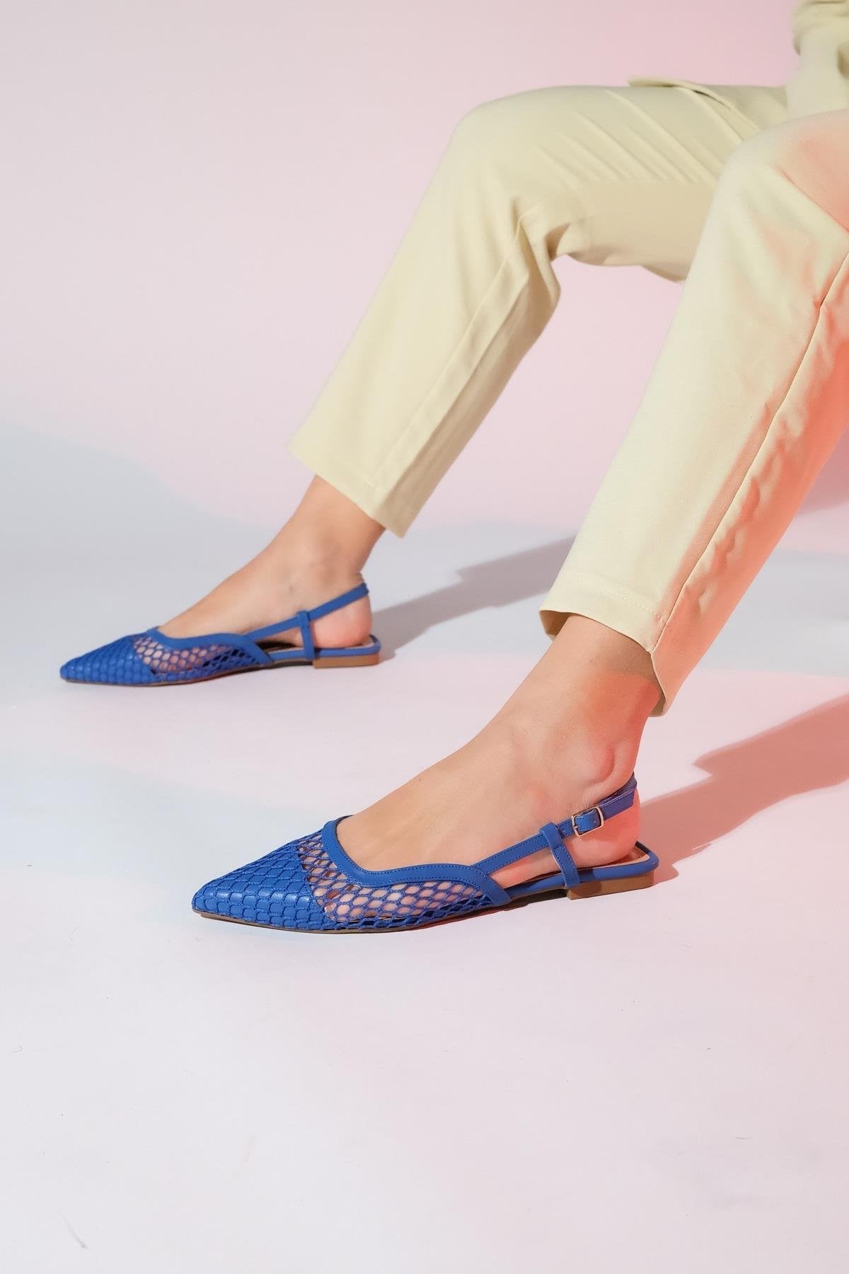 Brace Blue Mesh Flat Sandal (Women)