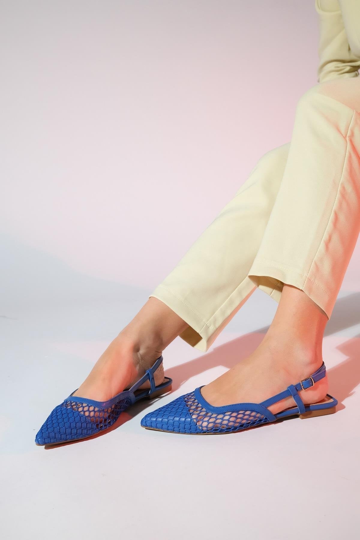 Brace Blue Mesh Flat Sandal (Women)