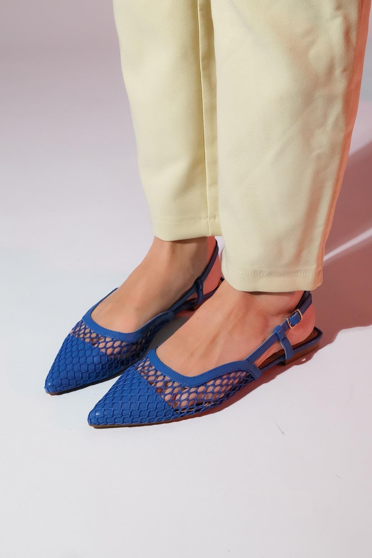 Brace Blue Mesh Flat Sandal (Women)