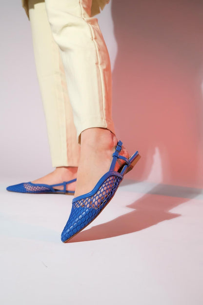 Brace Blue Mesh Flat Sandal (Women)