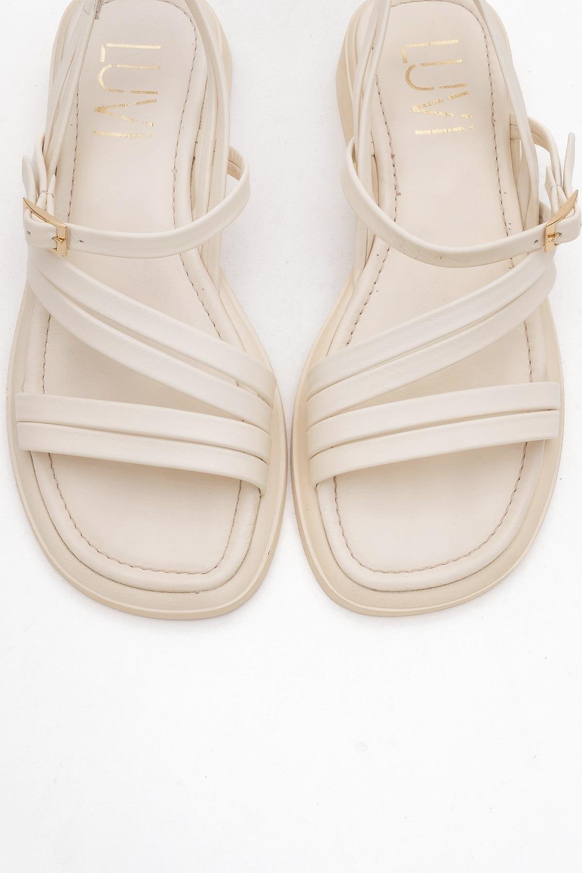 Cesar - Beige Leather Sandals (Women)