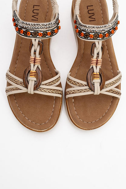 CHER Beige Braided Strap Sandal (Women)