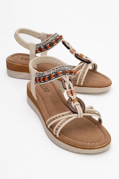 CHER Beige Braided Strap Sandal (Women)