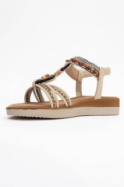 CHER Beige Braided Strap Sandal (Women)