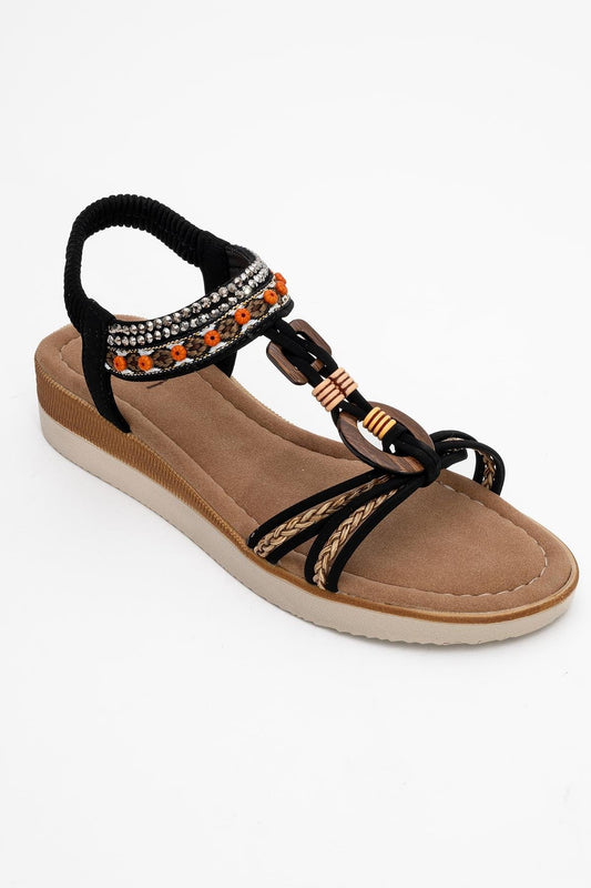 CHER Black Braided Strap Sandal (Women)