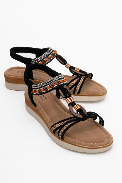 CHER Black Braided Strap Sandal (Women)