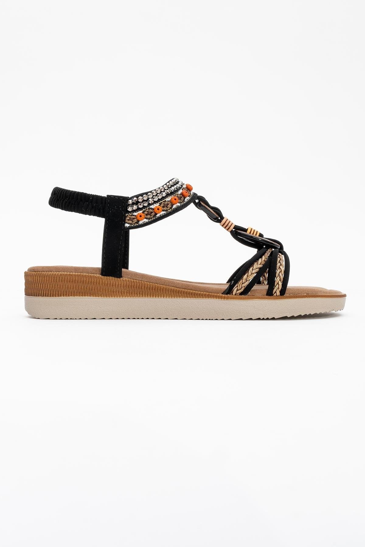 CHER Black Braided Strap Sandal (Women)