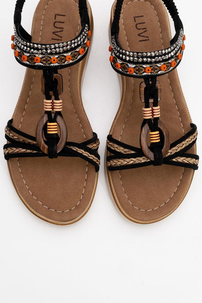 CHER Black Braided Strap Sandal (Women)