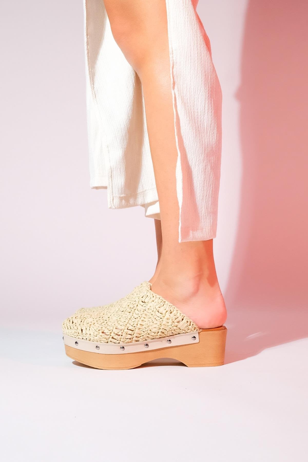 Cooper - Beige Braided Wedge Sandal (Women)