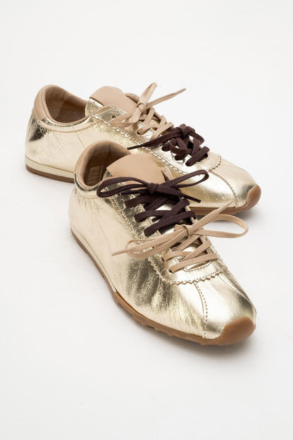 Crea - Gold Leather Sneakers (Women)