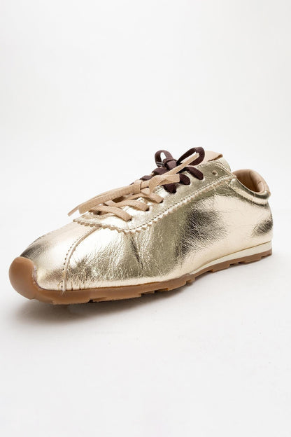 Crea - Gold Leather Sneakers (Women)