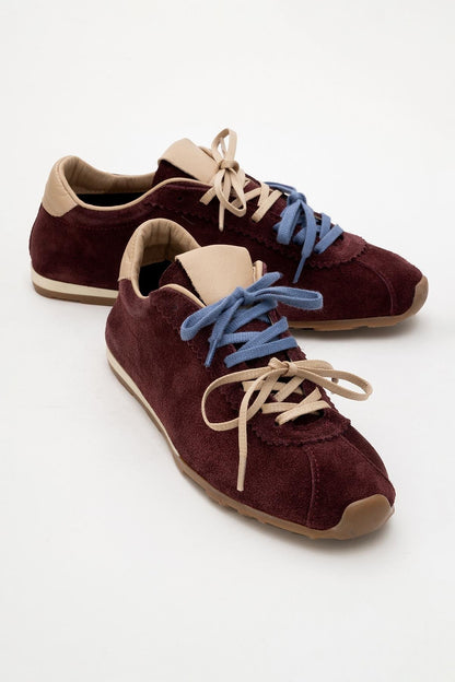 Crea - Burgundy Leather Sneakers (Women)