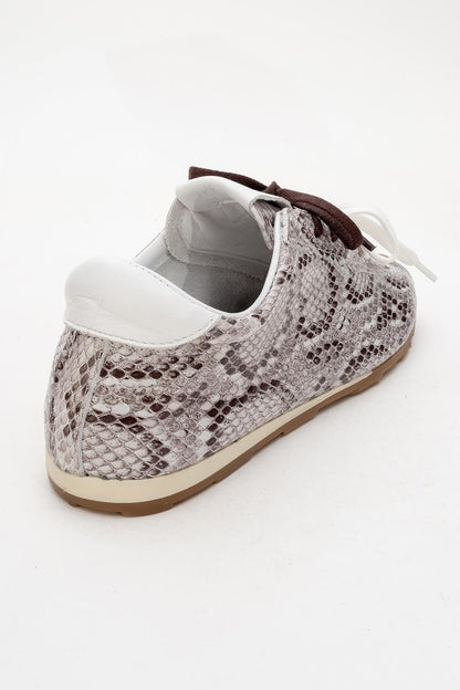 Crea - Gray Croco Leather Sneakers (Women)