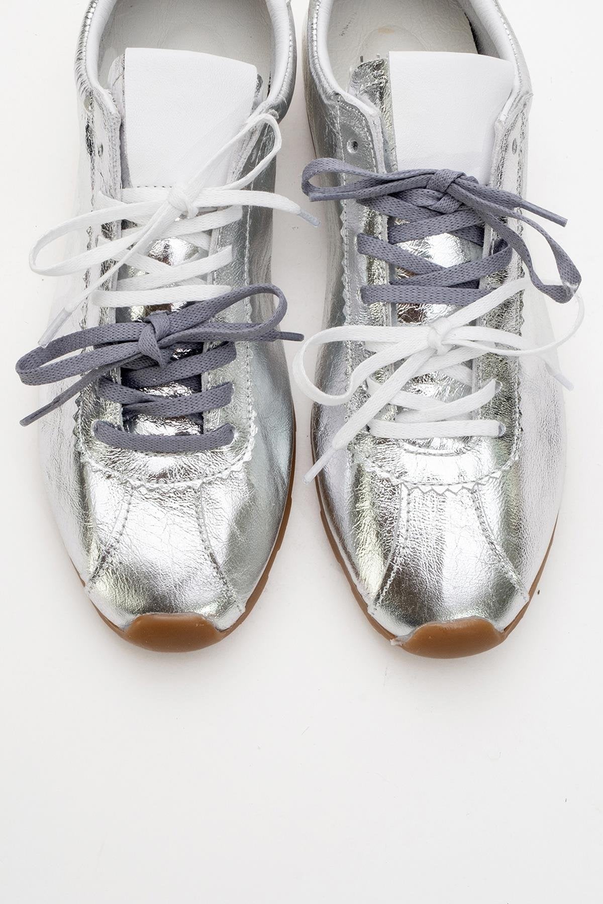 Crea - Silver Leather Sneakers (Women)
