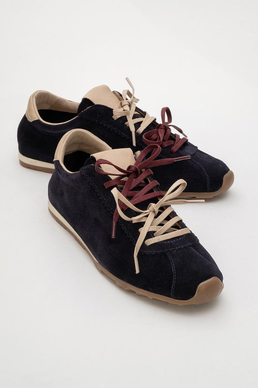 Crea - Navy Leather Sneakers (Women)
