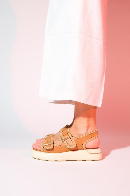 Douro - Cognac Brown Braided Rope Strap Leather Sandal (Women)