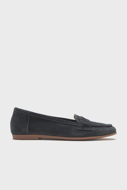 Dorothy - Dark Charcoal Suede Leather Loafers